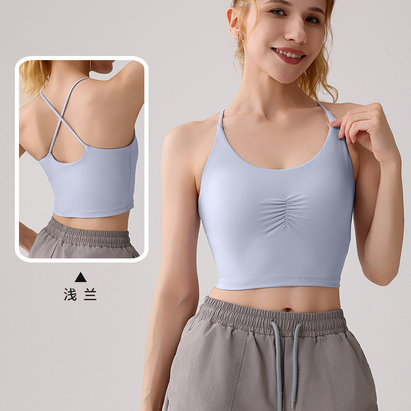 Sujetador deportivo cruzado con tirantes finos europeos y americanos transfronterizos, sujetador deportivo para correr, tirantes, ropa de yoga, ropa interior