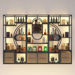 新中国式酒棚博古棚組み合わせ軽豪華鉄芸物棚酒棚事務室仕切り多宝閣展示棚
