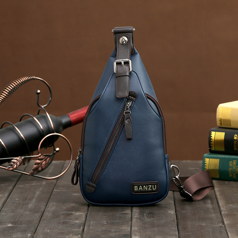 New Men's chest bag sling bag retro style simple messenger bag large capacity waterproof PU chest bag custom wholesale New Men's chest bag sling bag retro style simple messenger bag large capacity waterproof PU chest bag custom wholesale