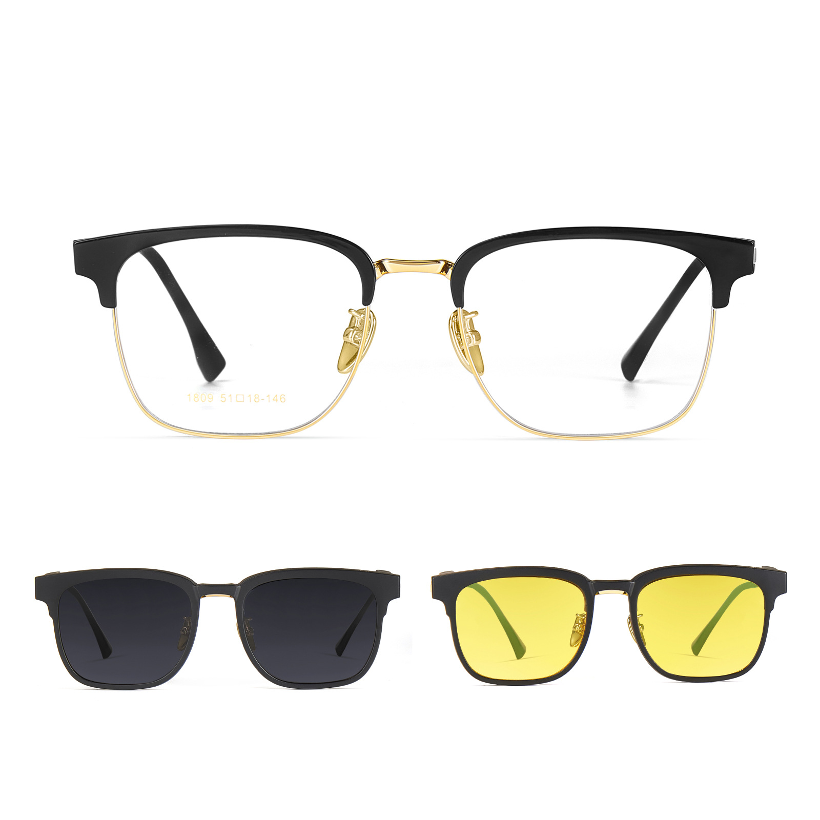 Clips de absorción polarizante de alta definición con gafas de sol miopía aleación ceja marco de gafas de negocios marco de gafas de sol al por mayor