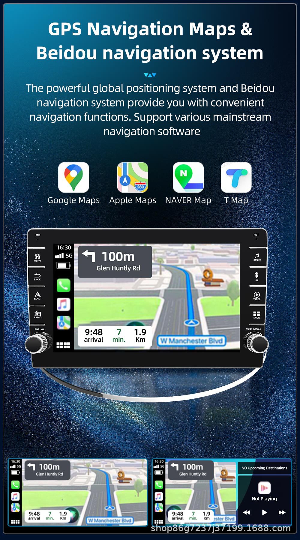 9inch 10inch Android smart car central control large screen navigation supports carplay with versatile frame adapter universal host