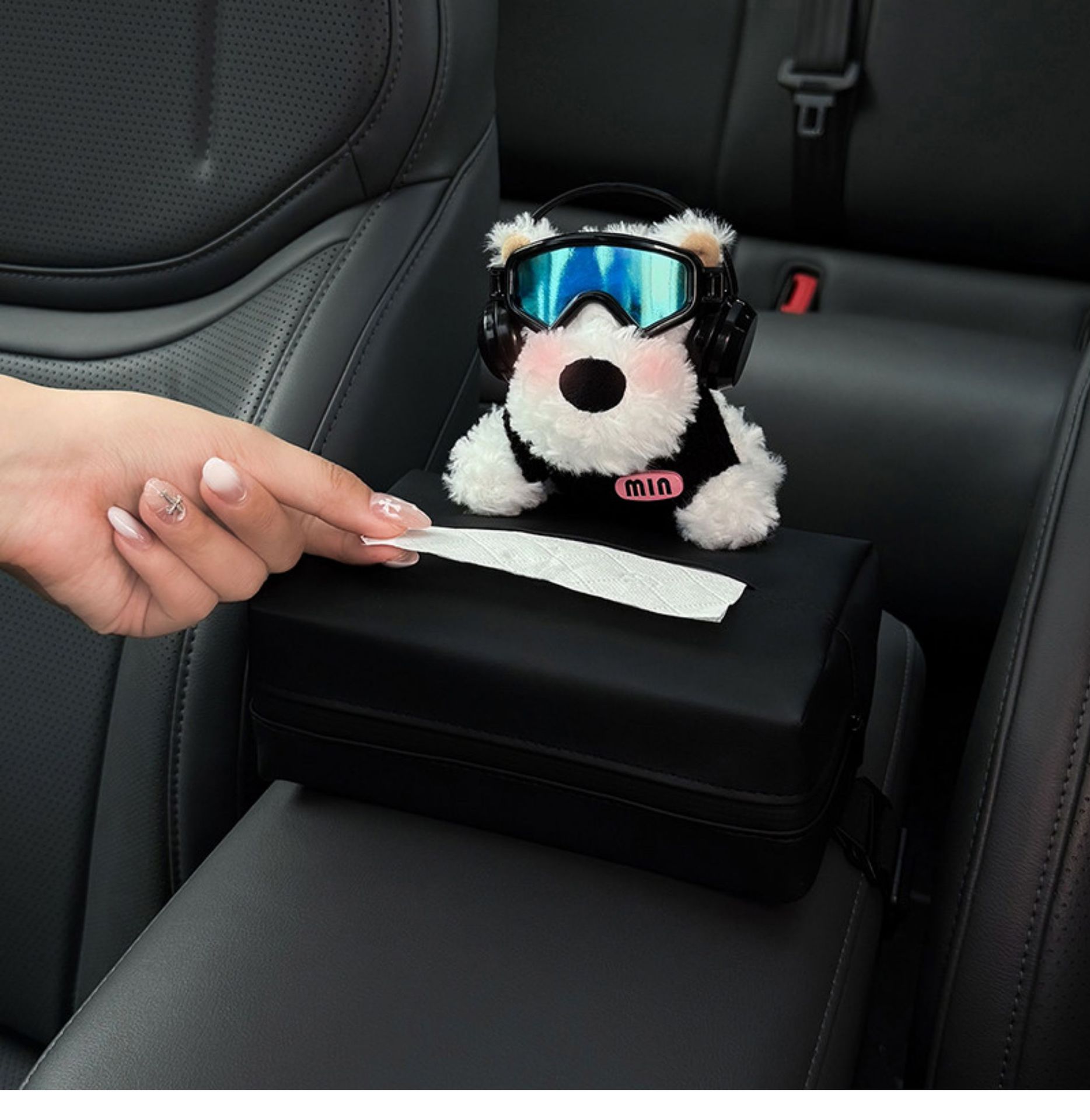 2026 Car-mounted tissue box, hanging tissue bag for car, West Highland car headrest tissue box, front and rear row decoration