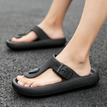 工厂夏季男士拖鞋情侣厚底男款一字拖潮流柔软外出家用潮跨境外贸