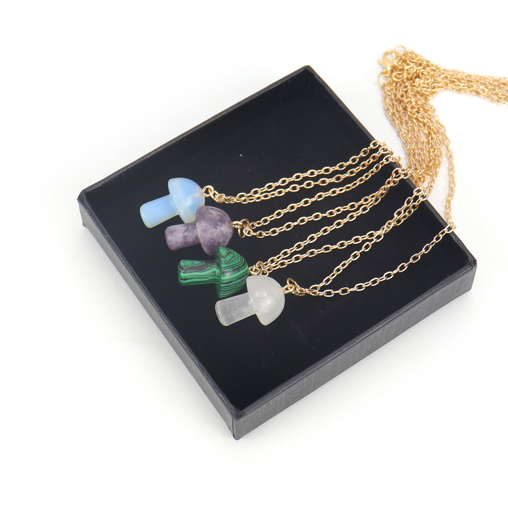 Fashion Mushroom natural stone Handmade Pendant Necklace 1 Piece
