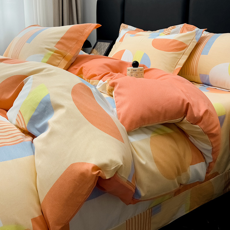 Sábanas de algodón para la piel, ropa de cama de cuatro estaciones, cubierta de edredón grueso de alta calidad, 100 algodón pulido, cuatro piezas