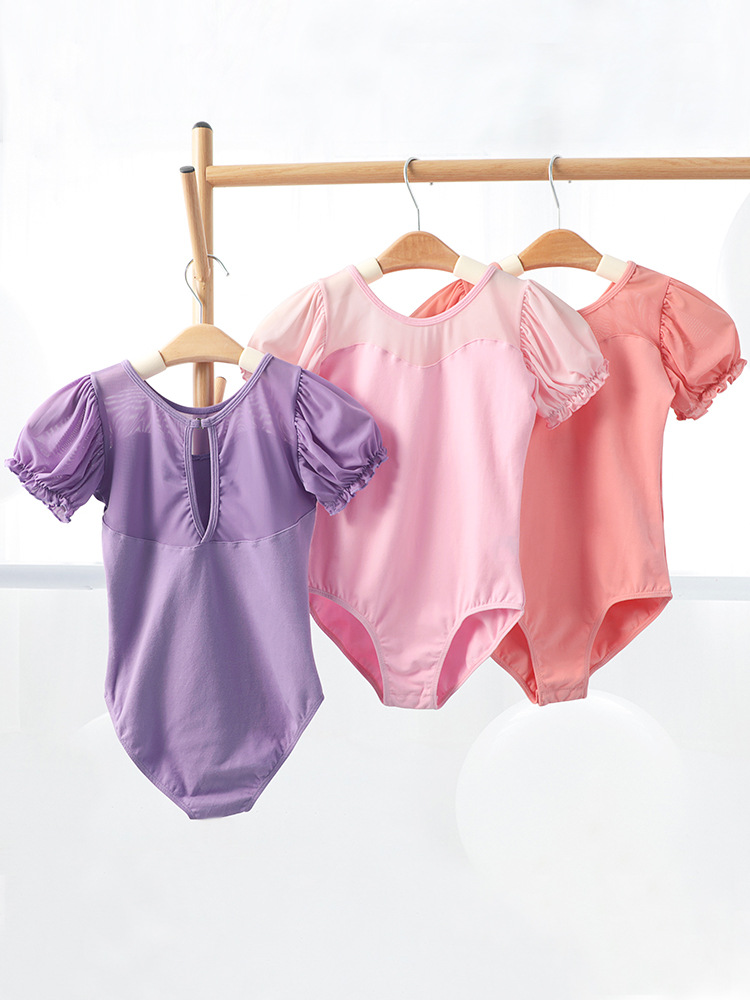 Ropa de baile para niños ropa de práctica ropa de baile para Niños Niñas Ropa de Ballet manga corta manga de soplo entrepierna abierta danza China