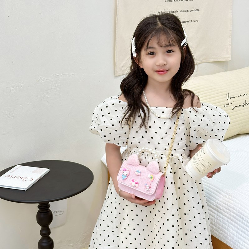 Nuevo bolso infantil súper lindo, niña pequeña, bolsa de perlas, chica encantadora, princesa encantadora, viento de encaje