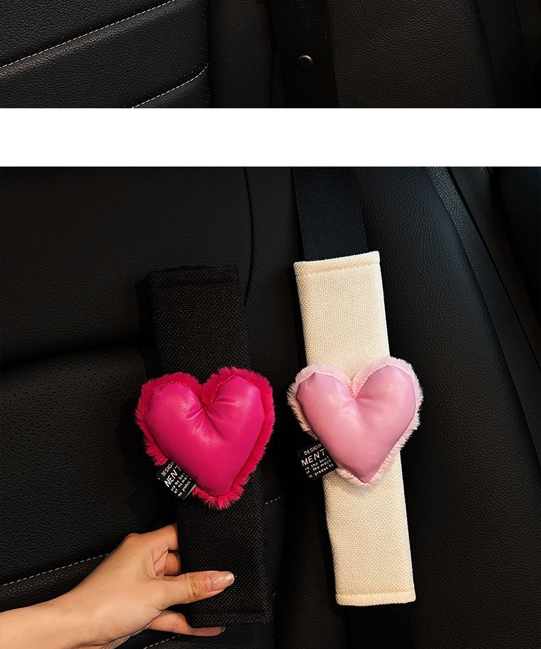 Car Seat Belt Shoulder Cover, Car High-End Sense, Universal Anti-Wear Clothing for All Seasons, Summer Heart Safety Belt Decoration