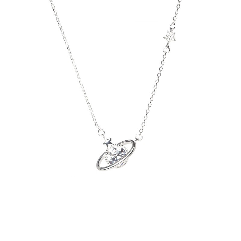 Luz de lujo nicho alto sentido universo asteroide collar femenino S925 plata simple estrella circón cadena clavícula Pequeño Libro Rojo