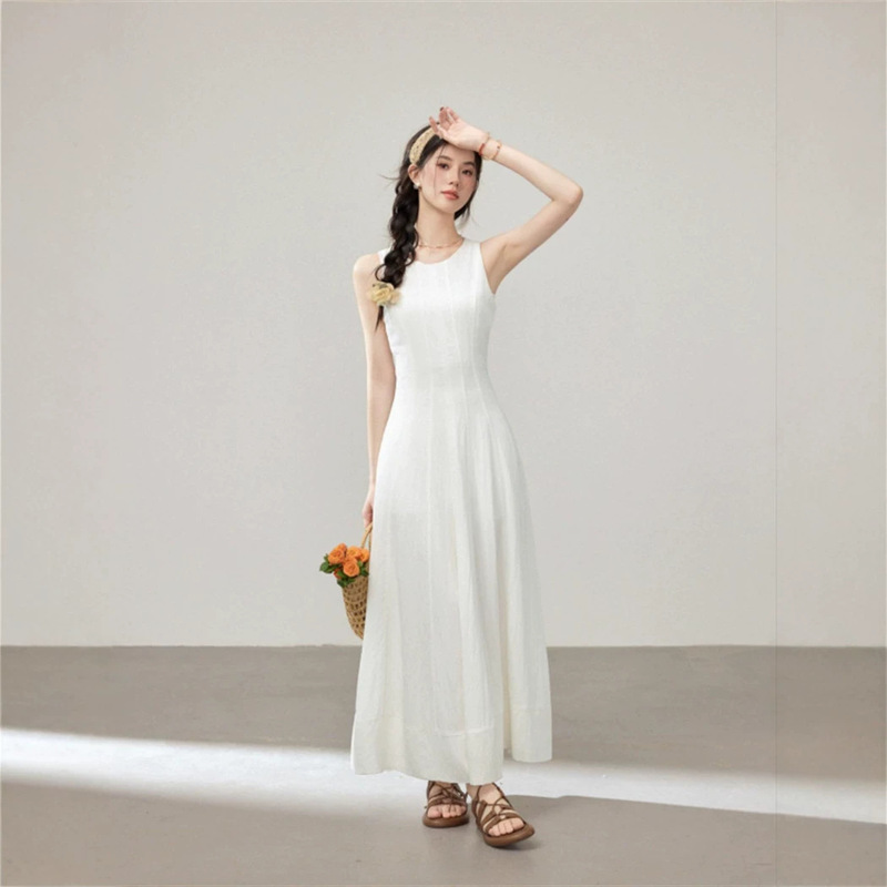 Youthful and Beautiful Sleeveless Vest Solid Color Flared Tencel Dress 2 Women's Clothing 026 New Holiday Style Vest Dress Youthful and Beautiful Sleeveless Vest Solid Color Flared Tencel Dress 2 Women's Clothing 026 New Holiday Style Vest Dress