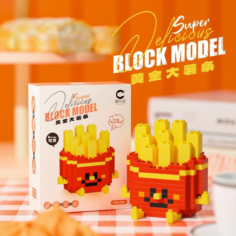 Chao Le Chuang 8921-32 Burger Food Doll Building Block Series Six Day Children's Gift Girl Blind Box Stand