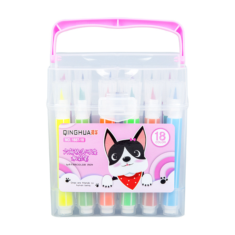 Pluma de acuarela lavable para niños sello de pincel de pintura multicolor pluma de acuarela cabeza suave material de dibujo de Arte de estudiante pluma de dibujo de graffiti