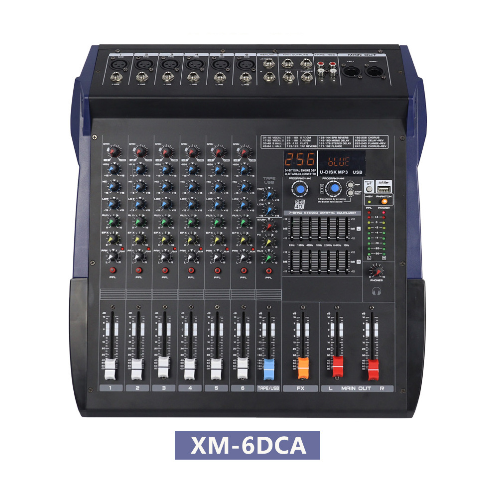 (2개) XM-6DCA 6/8/12 전문 믹서 전원 증폭기 USB 블루투스 균형 홈 멀티미디어 KTV 단계