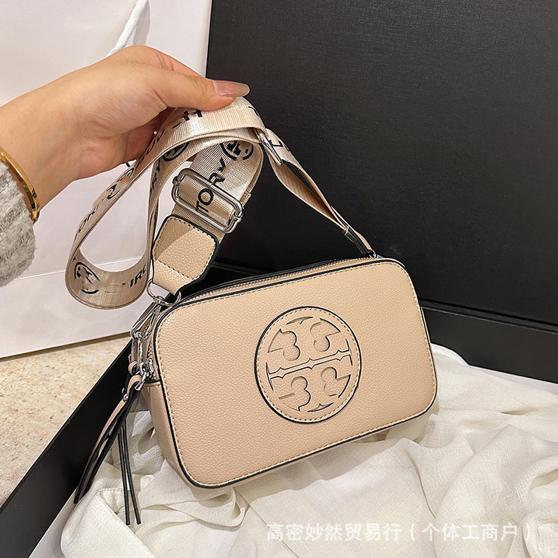 Nuevo bolso de cámara BT con estampado de litchi en Europa y los Estados Unidos en verano 2024, bolso de cámara con cremallera doble, bolso de mujer con tirantes de hombro único