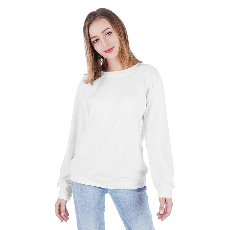 Felpa con cappuccio a maniche lunghe con scollo tondo autunnale, tinta unita, da donna, maglione di lana_voghion.com