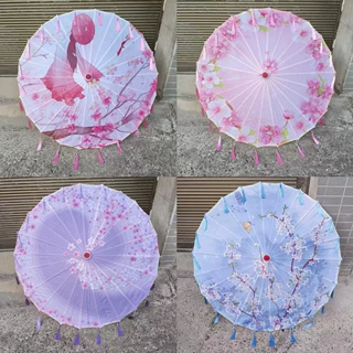 古风流苏伞批发道具舞蹈伞汉服旗袍走秀吊顶装饰伞工艺印花绸布伞