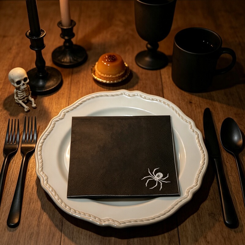 Halloween Cocktail Black Napkins Bar Horror Theme Party Napkins Spider Pattern Halloween Napkins Halloween Cocktail Black Napkins Bar Horror Theme Party Napkins Spider Pattern Halloween Napkins