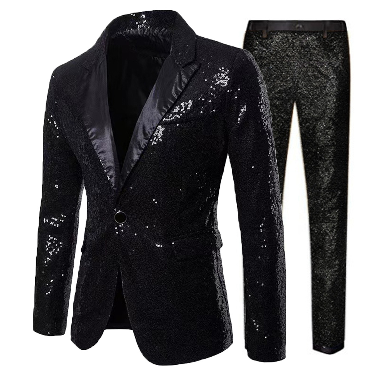 男性式カジュアルスーツセットクラブ風スパンコールスーツ2点セット欧米公演ドレス対外貿易クロスボーダー大サイズ