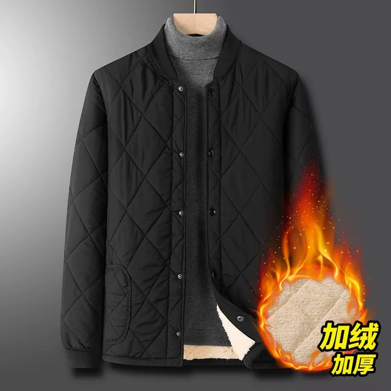 跨境冬季加厚加绒防风保暖棉衣爸爸装中老年小棉袄外套棉服代发