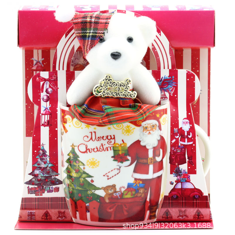 Tazas de cerámica de Navidad tazas de café tazas de Santa Claus tazas de regalo de Navidad tazas de marca con set de oso de Navidad