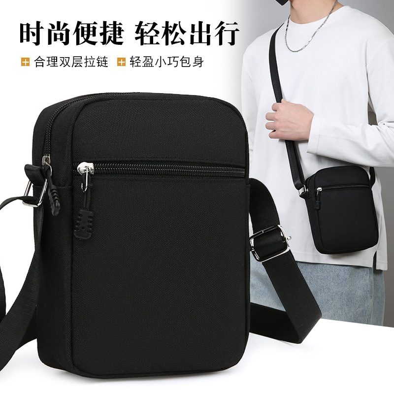 2026 New Men's Crossbody Bag, Mini Small Bag, Mobile Phone Bag, Simple Single-Layer Casual Shoulder Bag, Oxford Cloth Crossbody Bag