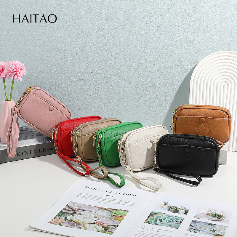 Nuevo monedero con correa de muñeca, bolsa de almacenamiento de monedas de múltiples tarjetas, monedero simple con llavero de gran capacidad