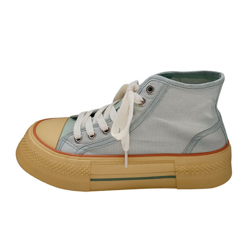 Spring candy-colored high-top student canvas shoes for women, thick-soled, versatile, cute, small white sneakers, heightening big-head casual shoes