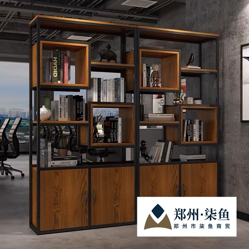 Living Room Screen Partition Bookcase Combination Simple Floor-Standing Iron Storage Rack Office Bookshelf Entrance Storage Cabinet
