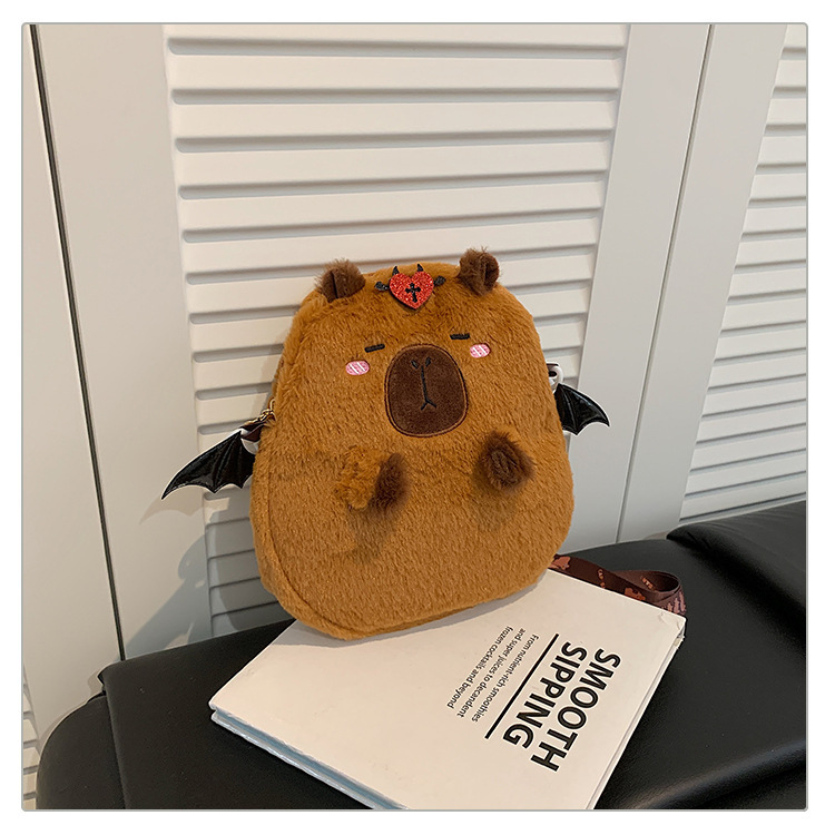 カピバラハロウィン悪魔カピバラ人形ぬいぐるみ漫画バックパック女の子オレンジクロスボーダーメッセンジャー|undefined