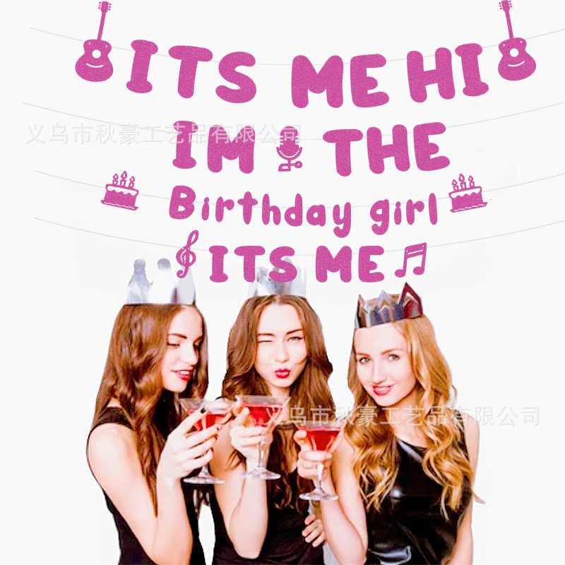 2024 nuevos suministros de decoración de la fiesta de cumpleaños bandera de la bandera de la bandera de la despedida de soltera rosa rojo intermitente decoración de la fiesta transfronteriza