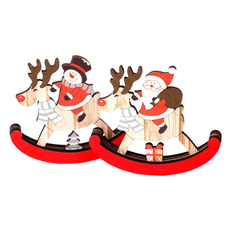 Navidad decoraciones de Navidad madera mecedora caballo Navidad pequeño regalo de Santa Claus pequeños adornos de regalo