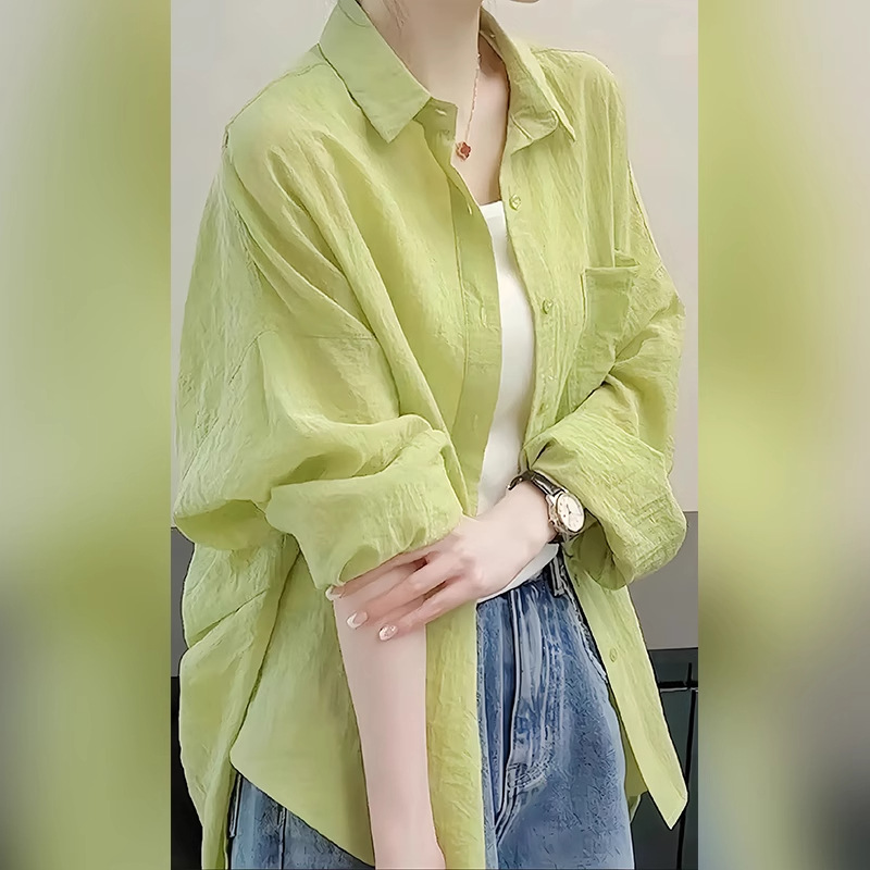 Mint Green Sunscreen Shirt High-grade Shirt Women's 2025 New Spring Popular Wear Beautiful Dopamine Top