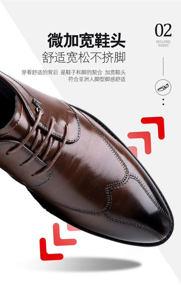 Giày da nam mũi nhọn da bò thật phong cách công sở, giày cưới trang trọng — GX1027 Màu nâu, GX1027 màu đen chi tiết 9