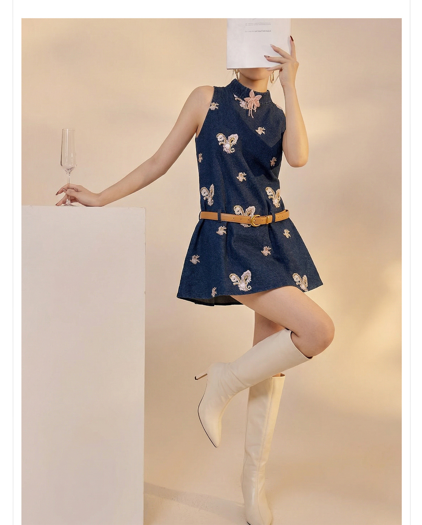 Bộ áo không tay và quần short denim phong cách Tân Trung Hoa mùa hè — bộ đồ, Trang chủ, quần đùi chi tiết 12