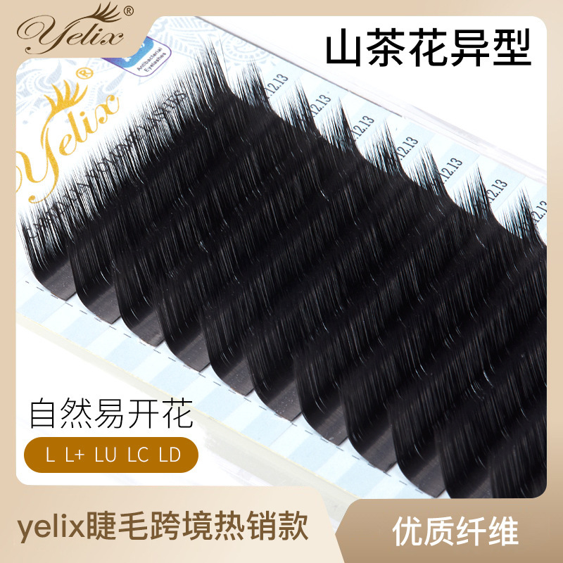 Fábrica de cómic de pestañas de una sola raíz densa de zorro, pestañas falsas suaves camellia florecer un segundo injerto de pestañas al por mayor