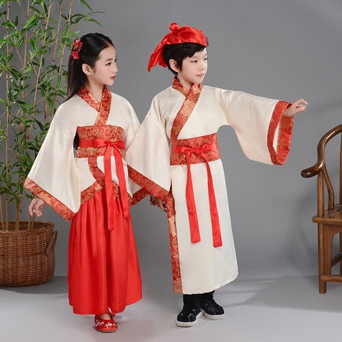 Children's costumes, boys and girls, Hanfu, Chinese style, bookboy performance costumes, primary school students' three-character classic disciple's performance costumes