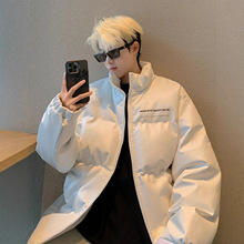 冬季加厚立领PU皮棉服男cleanfit宽松休闲百搭保暖拉链面包服外套