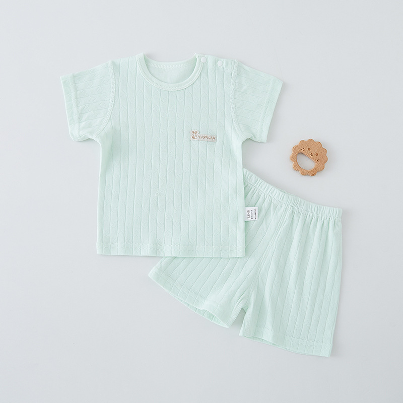 Baby's Short-sleeved suit Cotton Summer Thin Men's and Women's Baby Clothes Split Summer Children's Top Shorts Two-piece Set