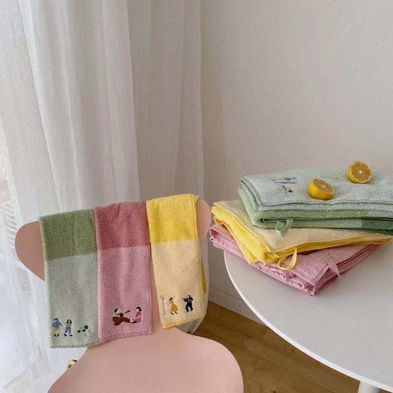 Yarn-dyed organic cotton face towel children's colorful color matching face towel skin-friendly pure cotton towel face towel bath towel series