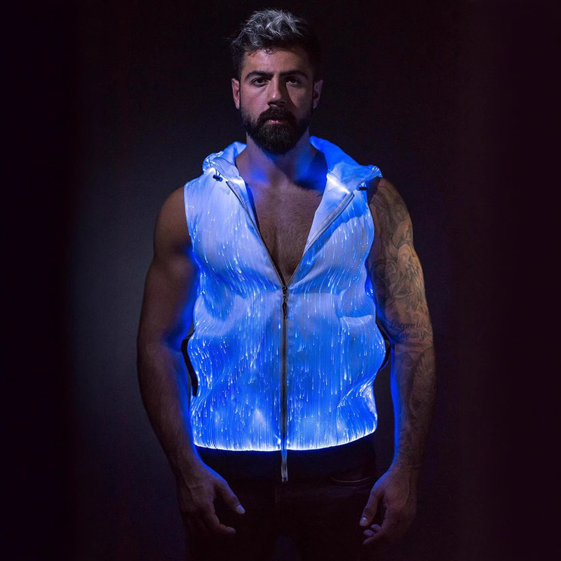 Amazon's New Jacket European and American Fiber Optic Luminous Jacket Stage Performance Trendy Men's Sweatshirt Manufacturer Customized