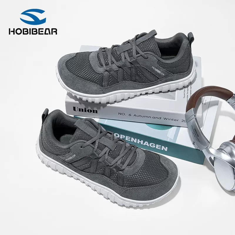 HOBIBEAR宽头鞋男鞋赤脚鞋春秋走路休闲鞋宽楦单鞋健身运动鞋跨境