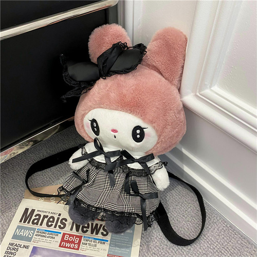  New Personalized Sweet Plush Toy Bag Japanese Ins Cute Dark Kuromi Doll Backpack Bag