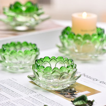 厂家工玻璃莲花烛台婚庆庆典烛台摆件圣诞家用祭典玻璃透明烛台