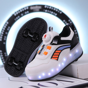 Four-wheeled children's heyloo shoes boys skates double row wheel invisible roller shoes boys and girls shoes with light sneaker