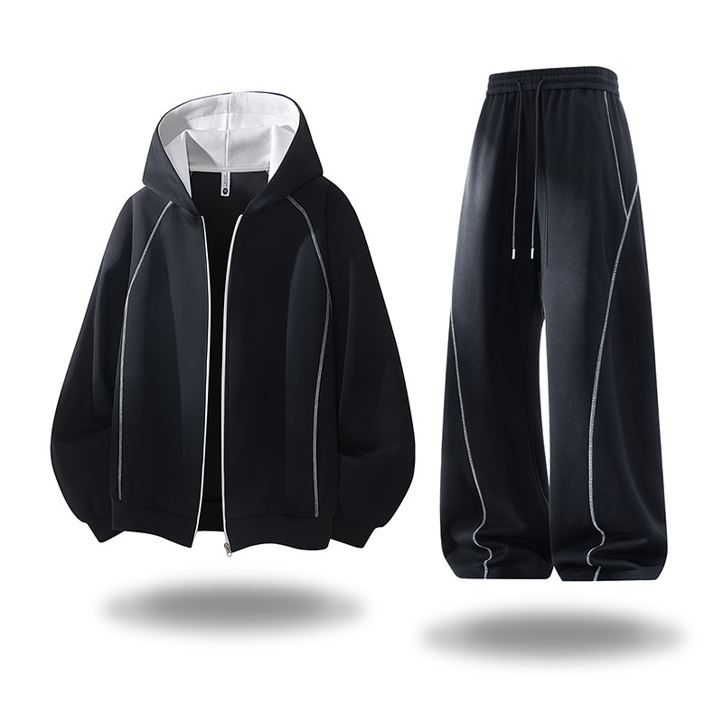 Men's Cross-Border Sports Suit Autumn/Winter 2026 New American Style Loose Plus Size Sweatshirt Casual Pants Youth Wear