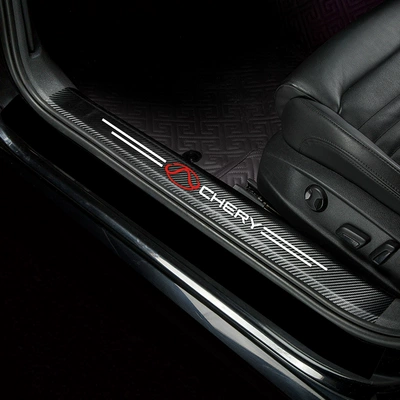 Dekorativ pedal başlıqları Carbon Fiber Grain Leather Refitting - ou-mengda-built-in-threshold-4-pieces