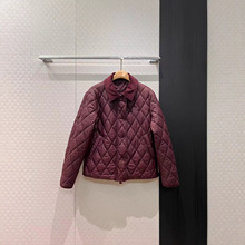 深圳南油26早春时髦复古字母微标刺绣灯芯绒翻领菱形格纹棉服外套