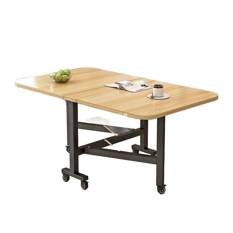 Mesa plegable, mesa de comedor doméstica pequeña, mesa de comedor móvil con ruedas, mesa de comedor de alquiler simple, mesa deslizante