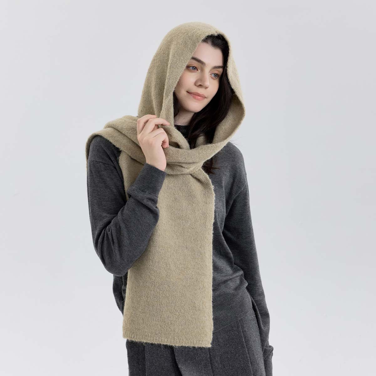 Comercio exterior transfronterizo bufandas encapuchadas de color sólido para proteger el cuello caliente bufandas de cuello parejas de otoño y invierno