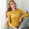 Thread T-shirt Base coat Autumn and winter Internal lap Western style T-shirts Solid modal Long sleeve ins Trendy long top